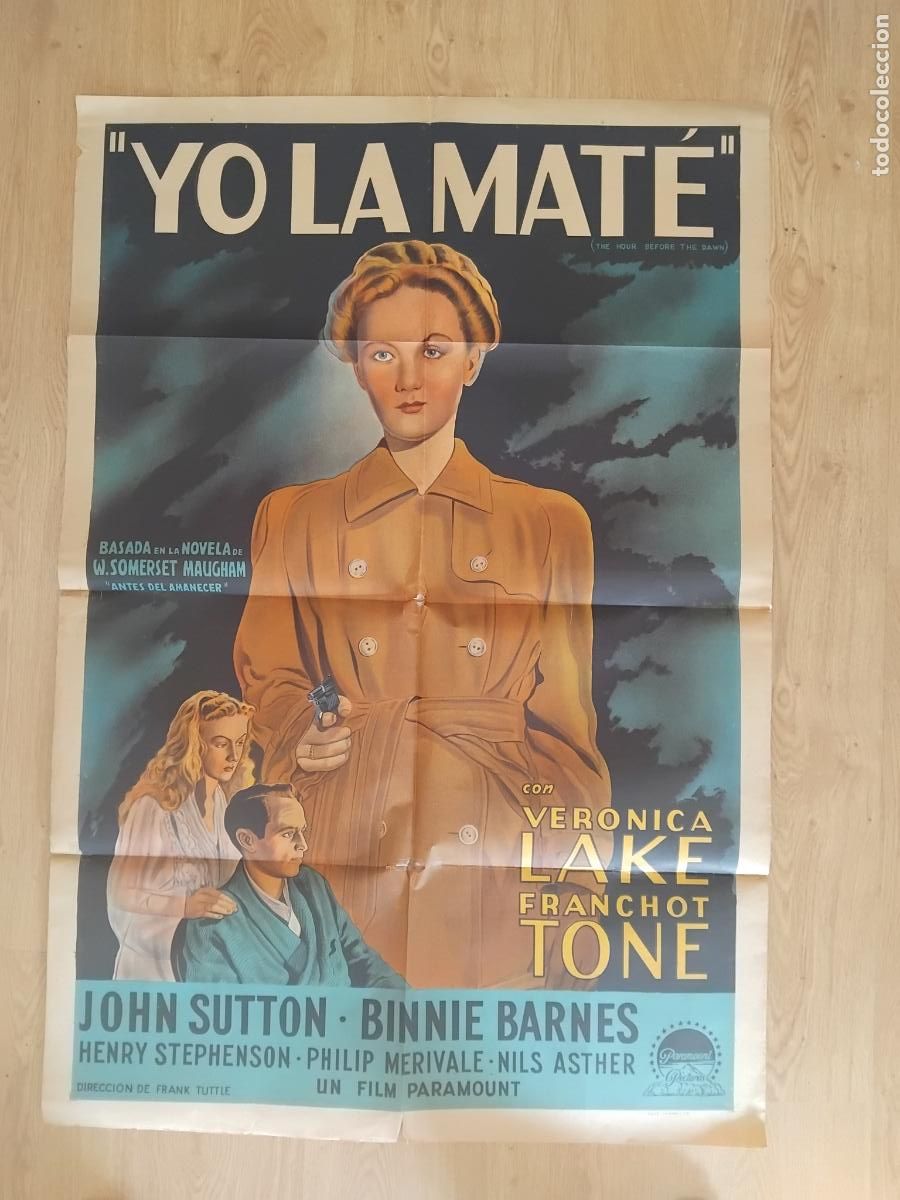 Cine: CARTEL DE CINE LITOGRAFICO DE LA PELICULA YO LA MATE. VERONICA LAKE, FRANCHOT TONE. 1944.