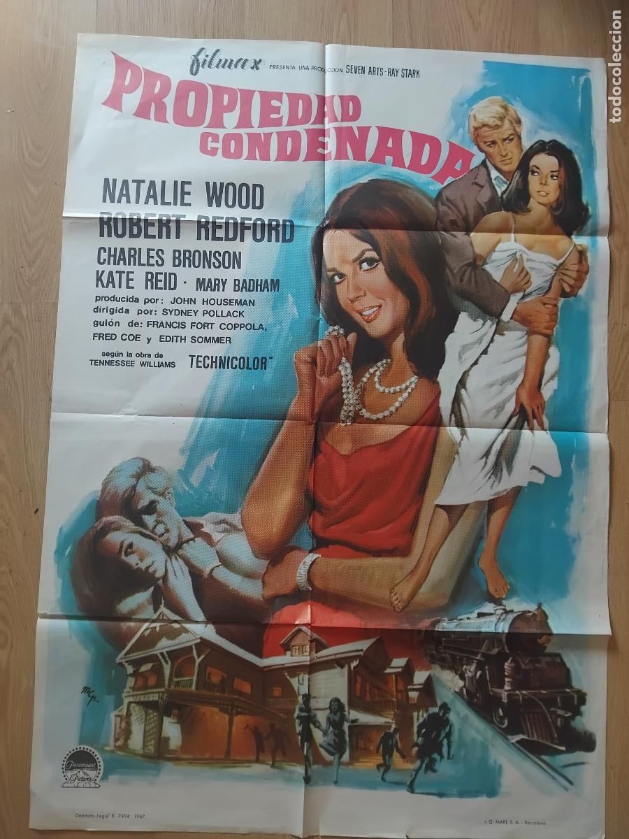 Cine: CARTEL DE CINE PROPIEDAD CONDENADA NATALIE WOOD ROBERT REDFORD 100 X 70 cm