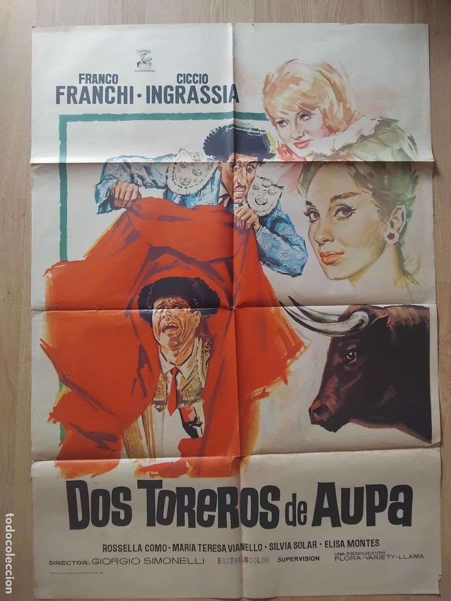 Cine: CARTEL DE CINE DOS TOREROS DE AUPA 1965. . 100 X 70 cm