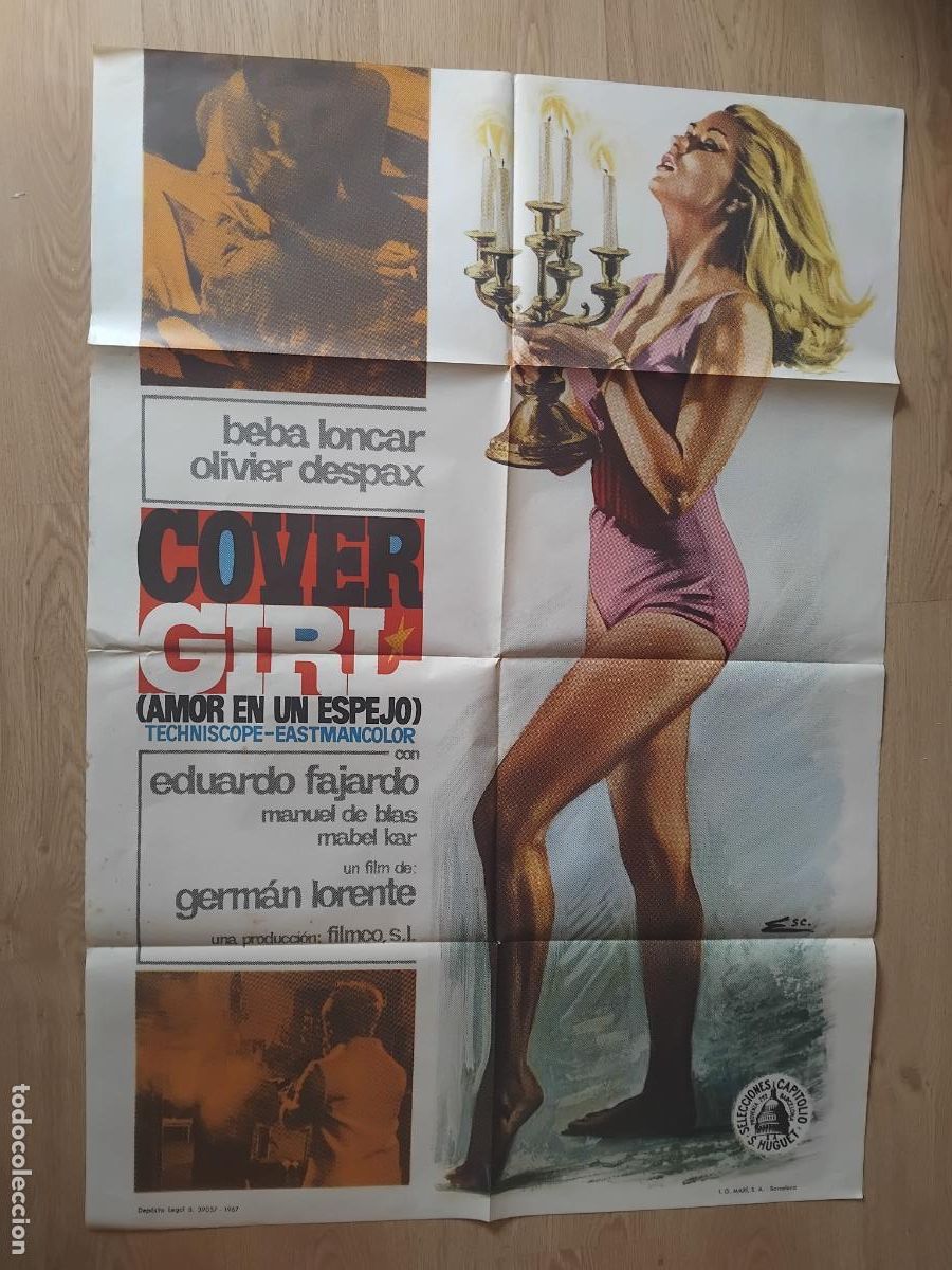 Cine: CARTEL DE CINE COVER GIRL( AMOR EN UN ESPEJO) BEBA LONCAR. 1967. 100 X 70 cm