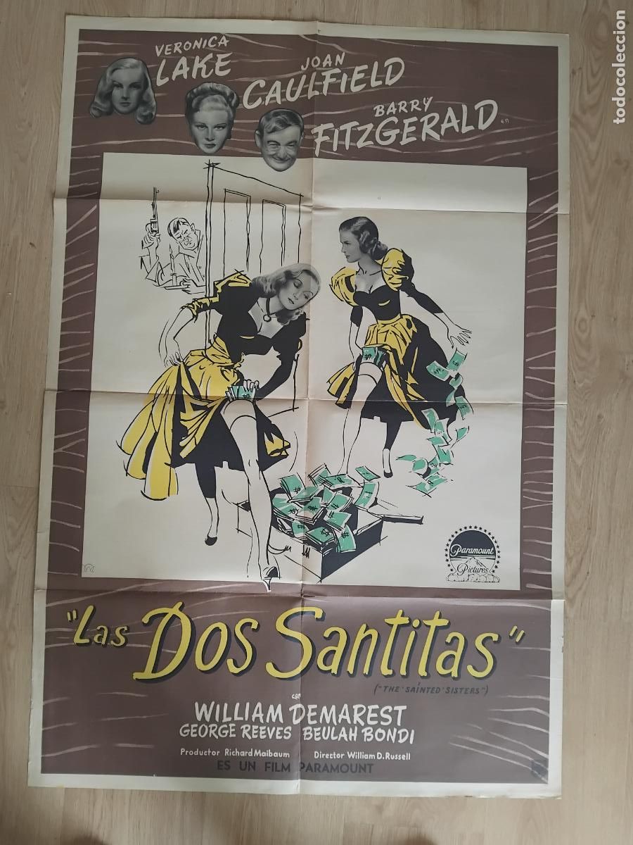 Cine: CARTEL DE CINE. LAS DOS SANTITAS. VERONICA LAKE - JOAN CAUFIELD. 108 X 74 CM.