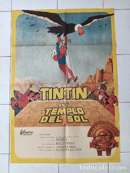 Cine: VKD 2367 TINTIN EN EL TEMPLO DEL SOL HERGE POSTER ORIGINAL 70X100 ESTRENO