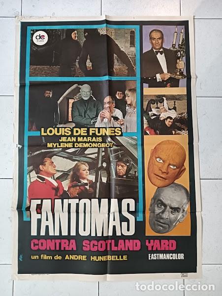 Cine: VKD 2368 FANTOMAS VS SCOTLAND YARD LOUIS DE FUNES JEAN MARAIS POSTER ORIGINAL 70X100 ESPA&Ntilde;OL R-77