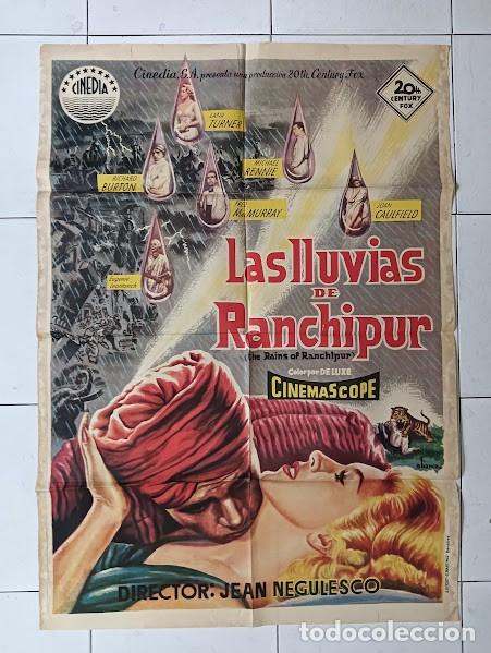 Cine: SMP 2451 LAS LLUVIAS DE RANCHIPUR LANA TURNER RICHARD BURTON POSTER ORIG 70X100 LITO raro NO Estren