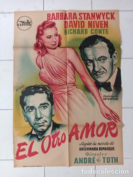 Cine: SMP 2454 EL OTRO AMOR BARBARA STANWYCK DAVID NIVEN POSTER ORIGINAL 70X100 LITOGRAFIA