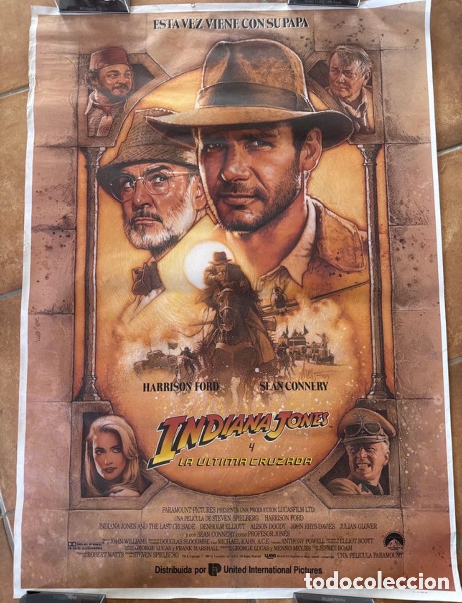 Cine: Indiana Jones la &uacute;ltima cruzada poster original estreno 1989