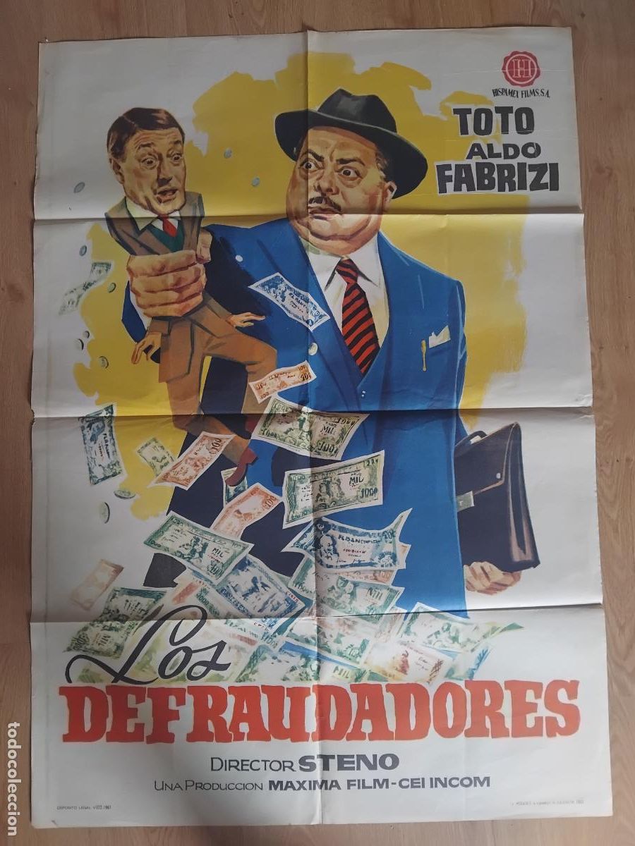 Cine: CARTEL DE CINE. LOS DEFRAUDADORES TOTO ALDO FABRIZI 100 X 70 cm.