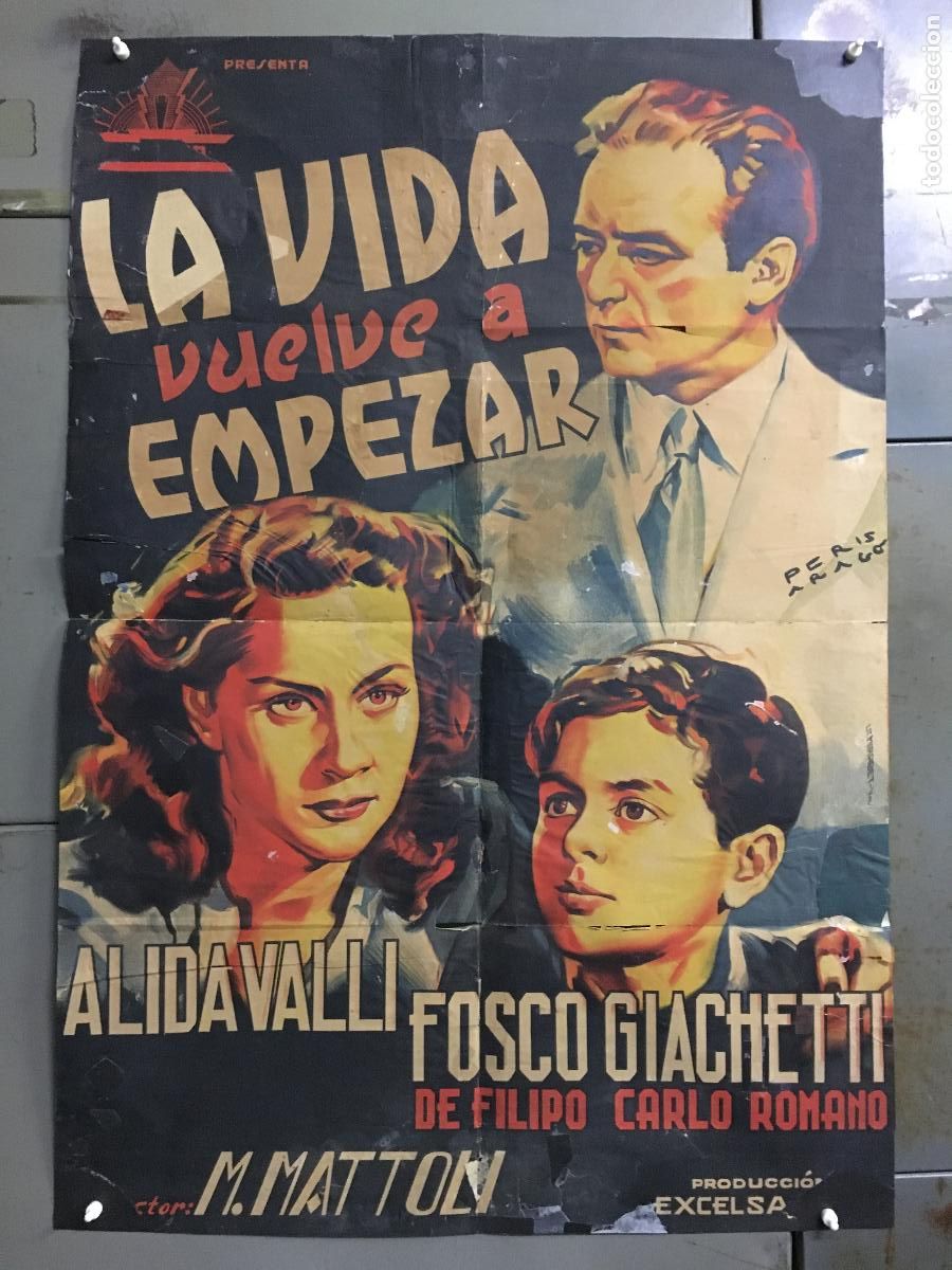 Cinema: AFK50 LA VIDA VUELVE A EMPEZAR ALIDA VALLI FOSCO GIACHETTI CIFESA POSTER ESTRENO 70X100 LITOGRAFIA