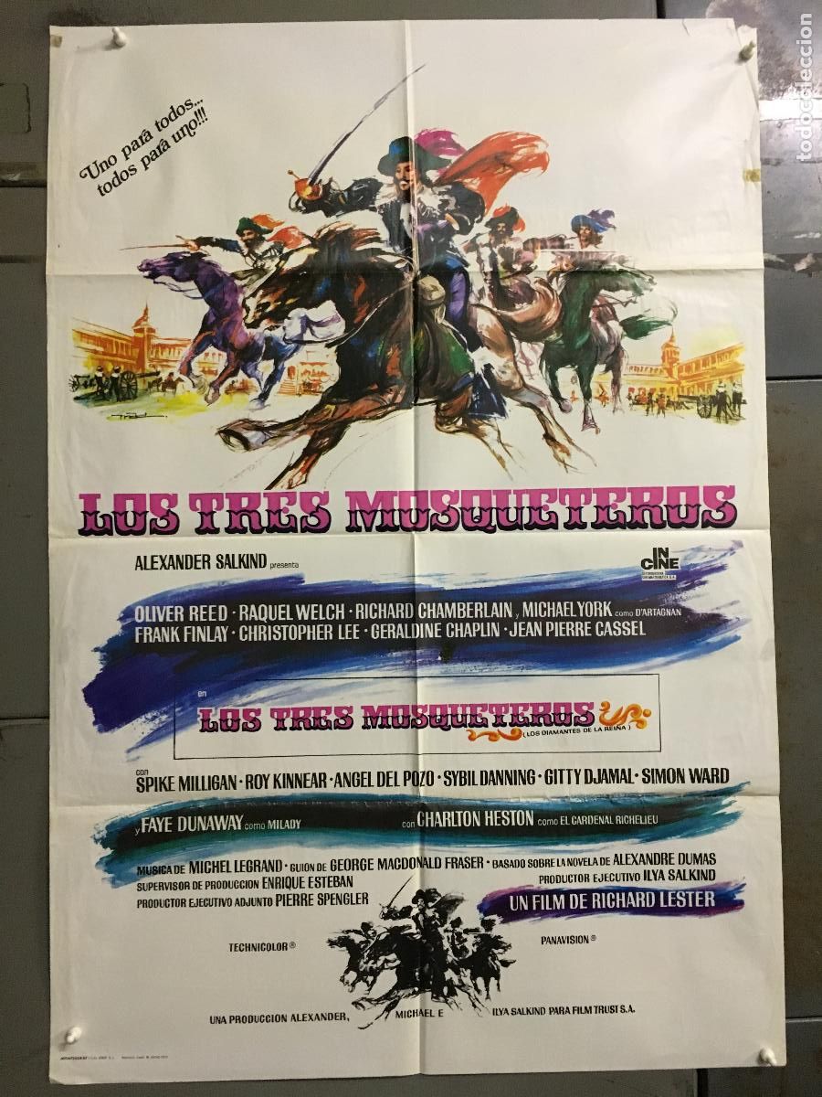 Cine: ODC C147 LOS TRES MOSQUETEROS OLIVER REED RAQUEL WELCH CHARLTON HESTON POSTER ORIG 70X100 ESTRENO
