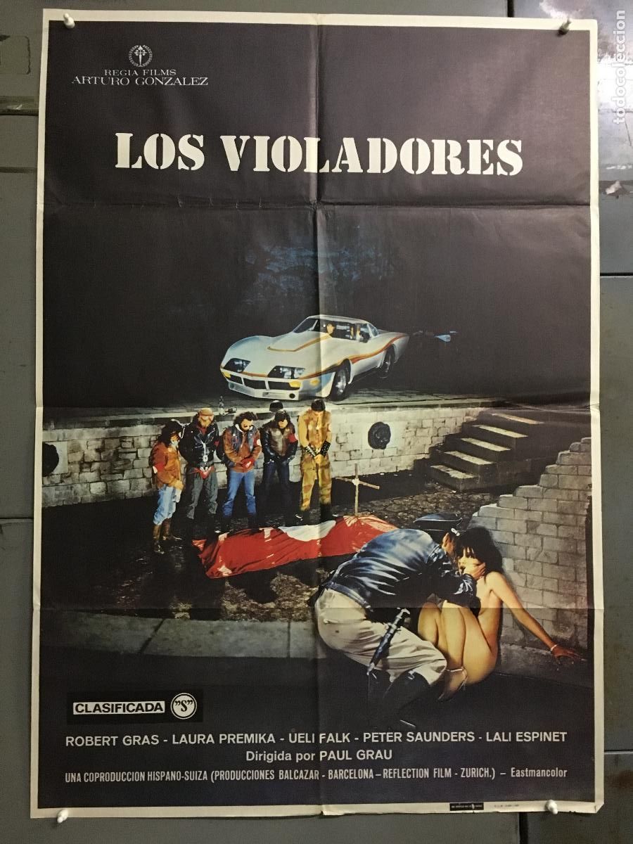 Cine: ODC C153 LOS VIOLADORES ANDREA ALBANI CHEVROLET CORVETTE TRASH TERROR POSTER ORIGINAL 70X100 ESTRENO