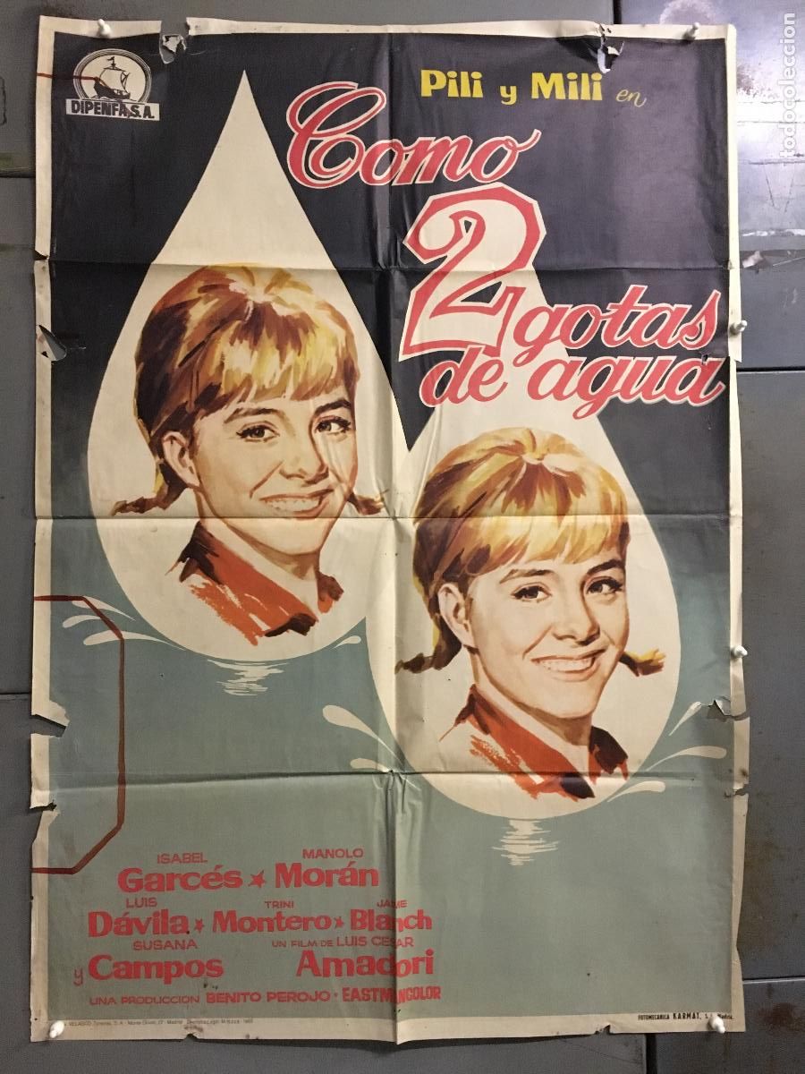 Cinema: ODC C169 COMO 2 GOTAS DE AGUA PILI Y MILI POSTER ORIGINAL 70X100 ESTRENO