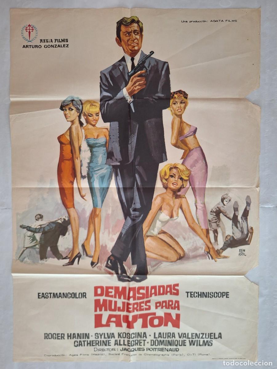 Cine: ANTIGUO CARTEL CINE DEMASIADAS MUJERES PARA LAYTON ROGER HANIN LAURA VALENZUELA A&Ntilde;O 1967 RV C-1552