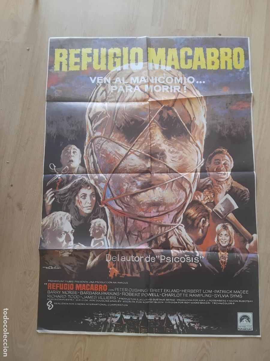 Cine: CARTEL DE CINE REFUGIO MACABRO PETER CUSHING BRITT EKLAND 1973. 100 X 70 CM.