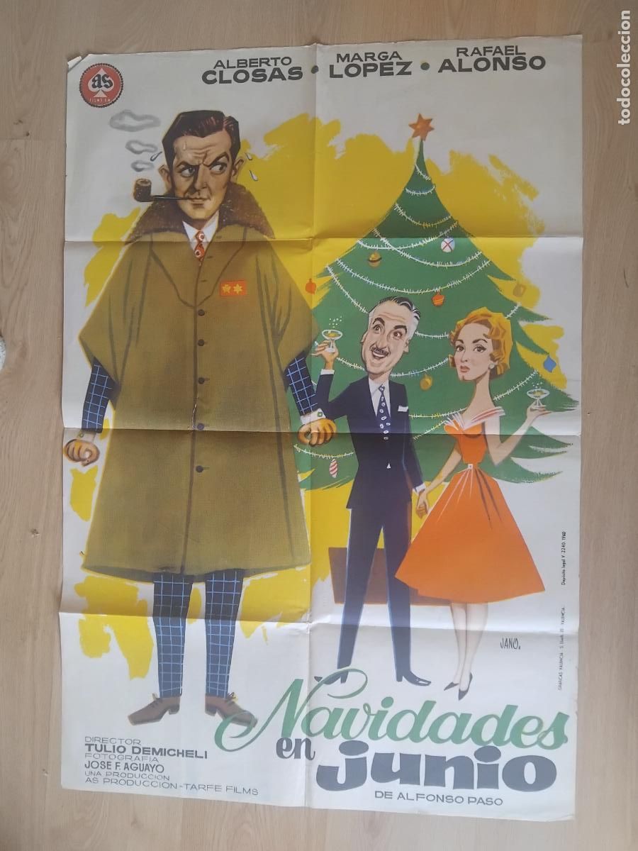 Cine: CARTEL DE CINE NAVIDADES EN JUNIO ALBERTO CLOSAS 100 X 70 CM.