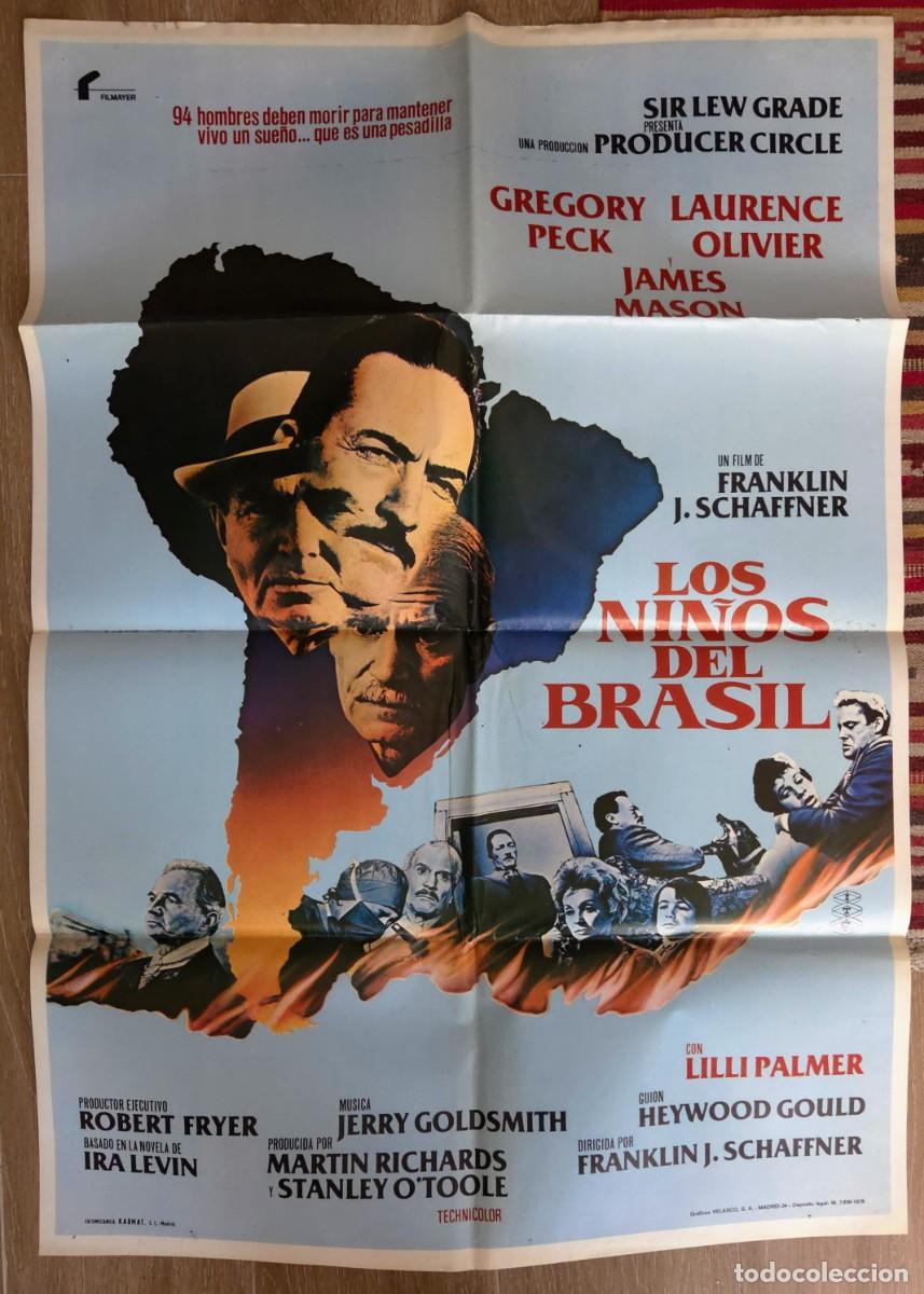 Cine: Los ni&ntilde;os del Brasil 1979 lote original 3 carteles + 10 fotocromos de cine