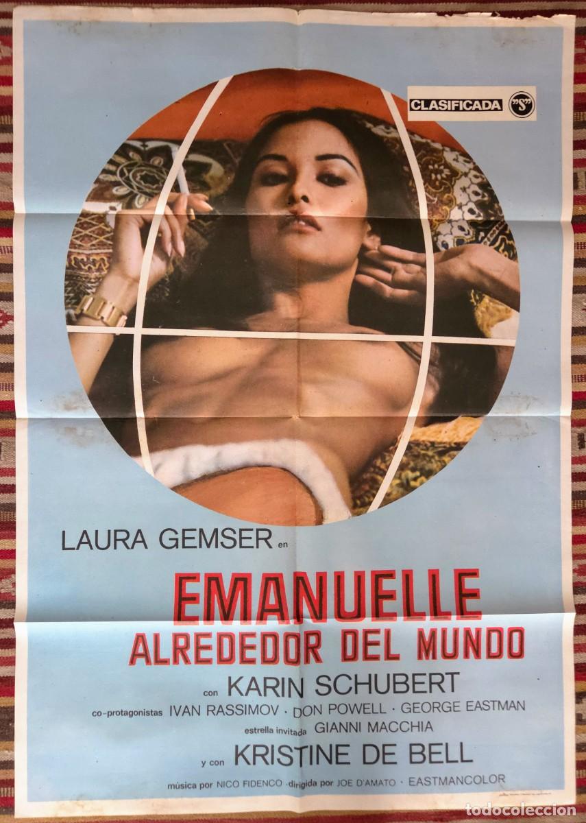 Cine: Emanuelle alrededor del mundo 1978 original: cartel + 4 fotocromos Laura Gemser