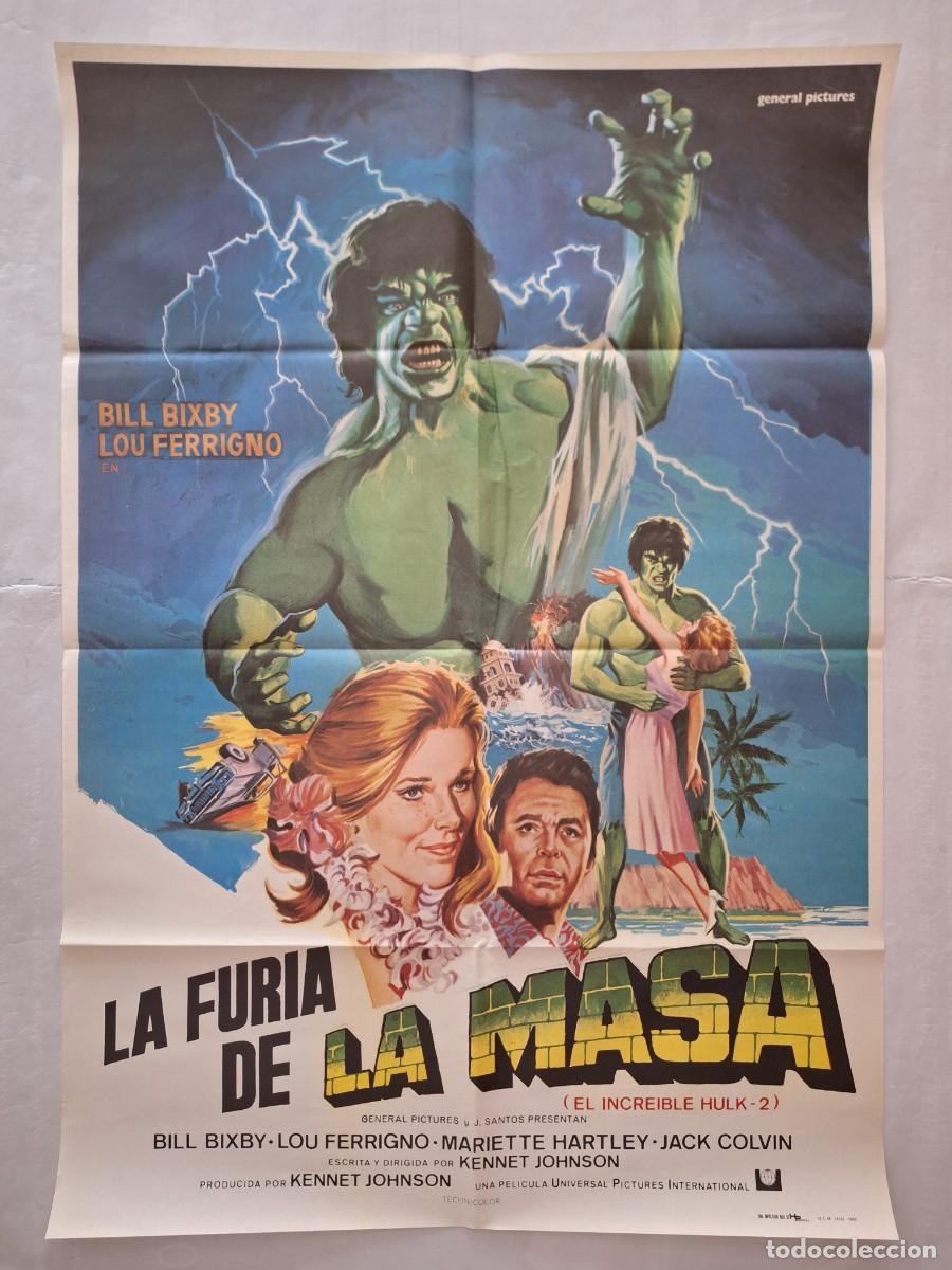 Cine: ANTIGUO CARTEL CINE LA FURIA DE LA MASA BILL BIXBY LOU FERRIGNO A&Ntilde;O 1983 RV C-1558