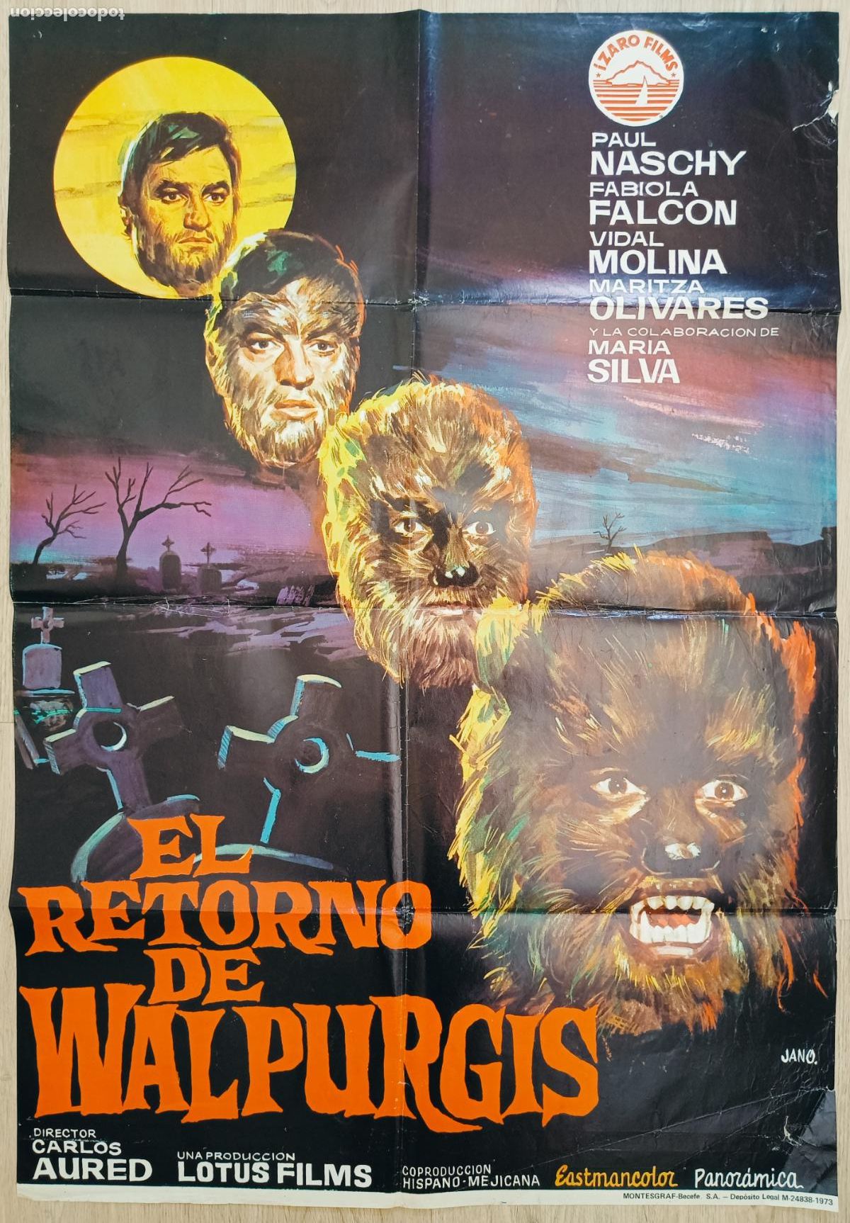 Cine: RW CARTEL CINE EL RETORNO DE WALPURGIS PAUL NASCHY FABIOLA FALCON JANO 1973 CC215