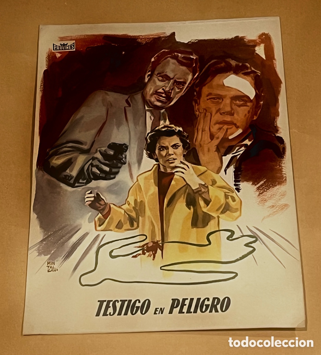 Cinema: CARTEL DE CINE: TESTIGO EN PELIGRO - PROCINES - 32,5 X 23,6 CM