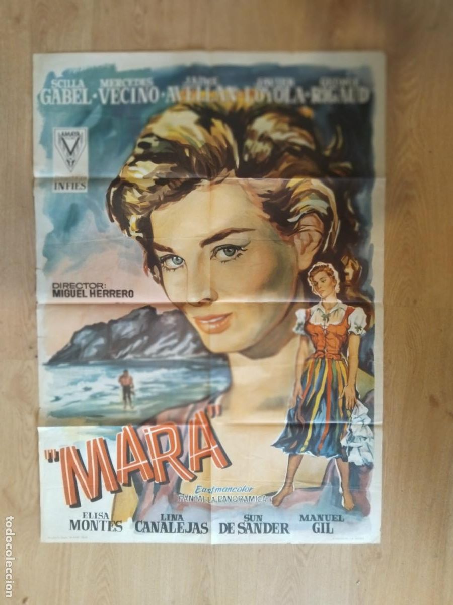 Cine: CARTEL DE CINE MARA. SCILLA GABEL, MERCEDES VECINO, ELISA MONTES, JAIME AVELLAN . A&Ntilde;O 1959
