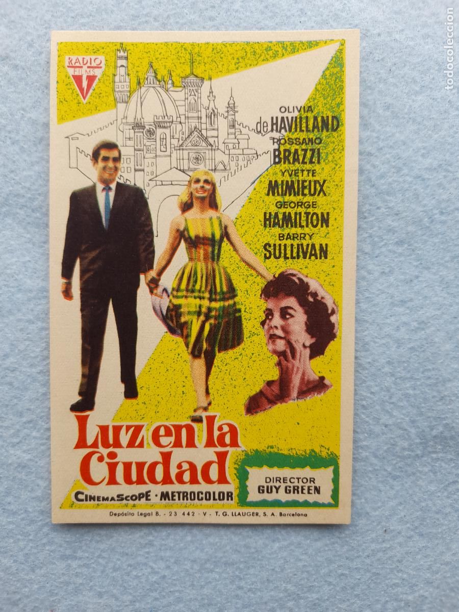 Cinema: Luz en la Ciudad. Olivia de Havilland, Rossano Brazzi, Yvette Mimieux, George Hamilton.