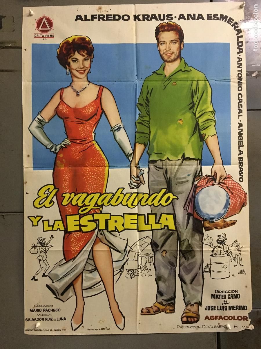 Cinema: ODC C177 EL VAGABUNDO Y LA ESTRELLA ALFREDO KRAUS ANA ESMERALDA POSTER ORIGINAL 70X100 ESTRENO