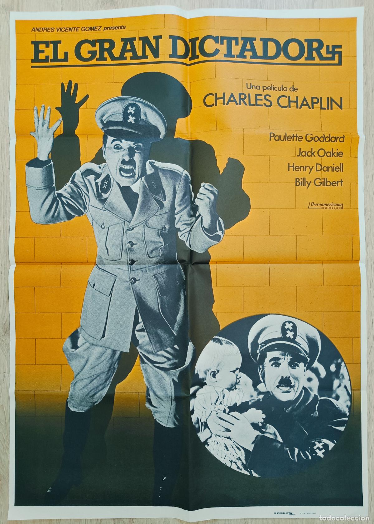 Cine: CARTEL CINE EL GRAN DICTADOR CHARLES CHAPLIN PAULETTE GODDARD 1983 C2819