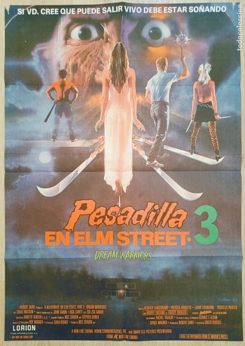 Cine: CARTEL CINE PESADILLA EN ELM STREET 3 DREAM WARRIORS 1987 ROBERT SHAYE C2821