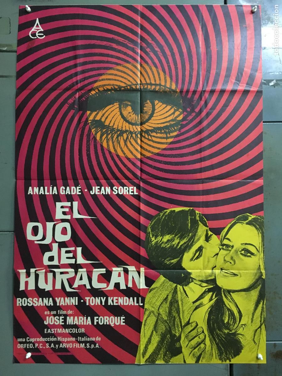 Cine: ODC C188 EL OJO DEL HURACAN ANALIA GADE JEAN SOREL J MARIA FORQUE GIALLO POSTER ORIG 70X100 ESTRENO