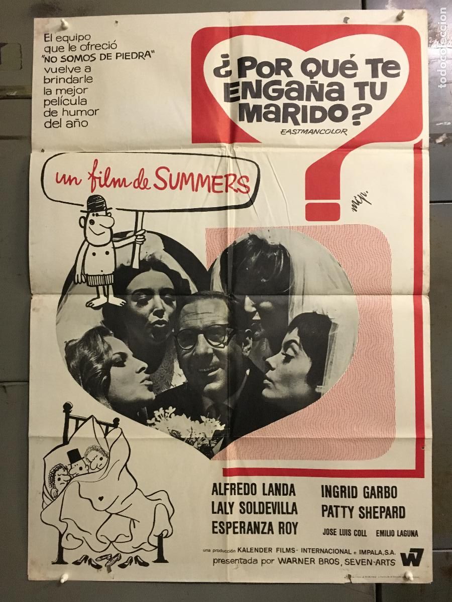 Cine: ODC C194 POR QUE TE ENGA&Ntilde;A TU MARIDO MANUEL SUMMERS ALFREDO LANDA POSTER ORIGINAL 70X100 ESTRENO