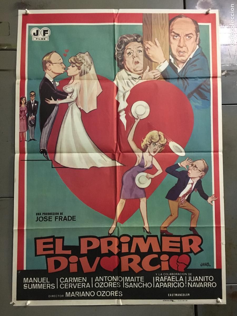 Cine: ODC C202 EL PRIMER DIVORCIO ANTONIO MARIANO OZORES CARMEN CERVERA POSTER ORIGINAL 70X100 ESTRENO
