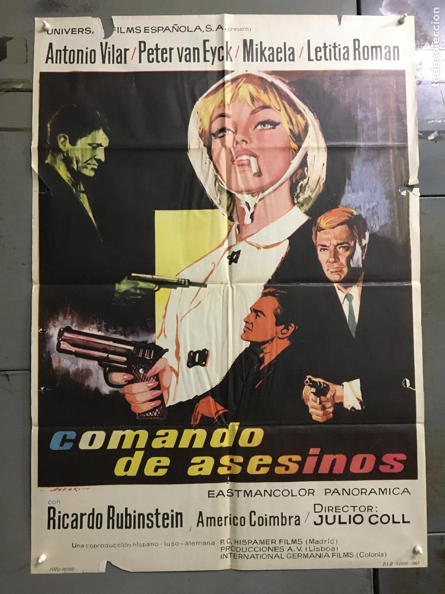 Cine: ODC C203 COMANDO DE ASESINOS PETER VAN EYCK ANTONIO VILAR MIKAELA EURO SPY POSTER ORIG 70X100 ESTREN
