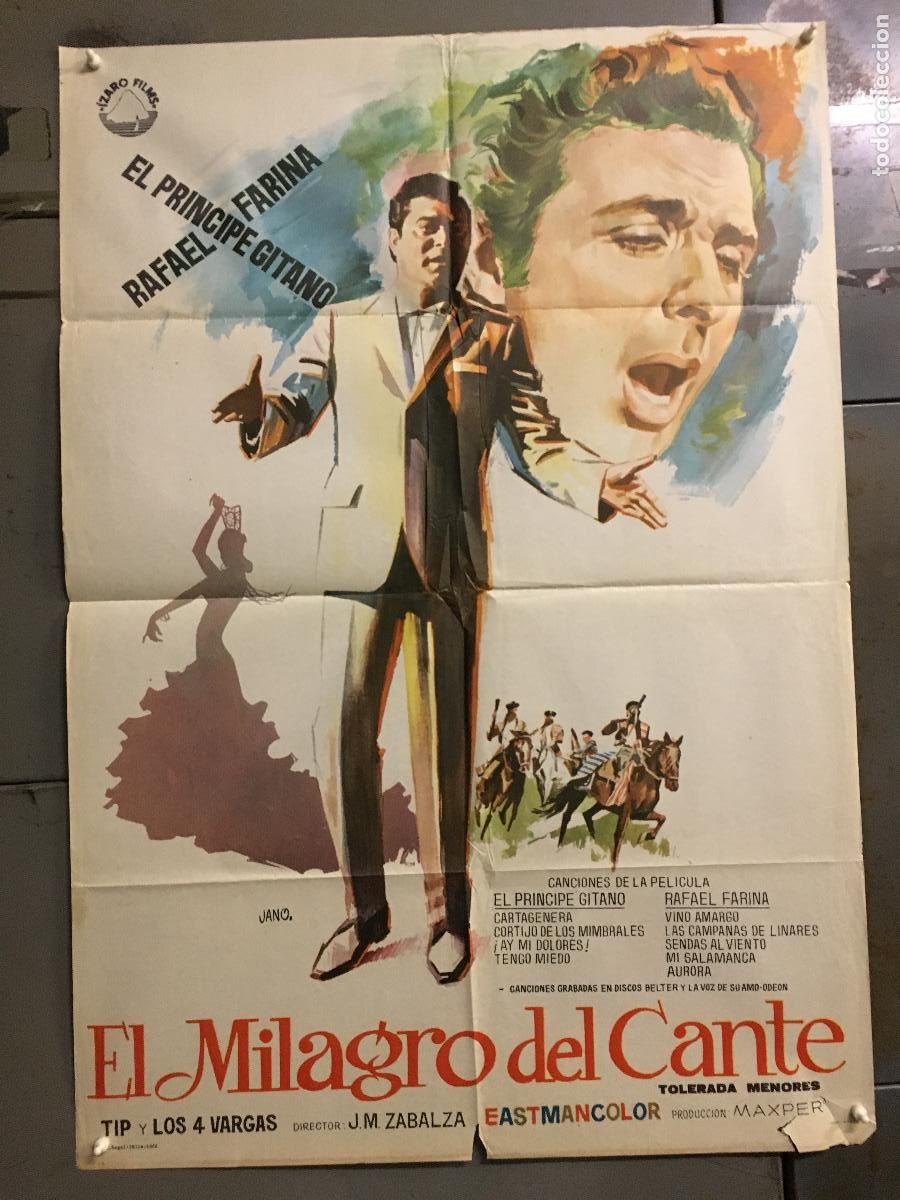 Cine: ODC C207 EL MILAGRO DEL CANTE EL PRINCIPE GITANO RAFAEL FARINA JANO POSTER ORIGINAL 70X100 ESTRENO