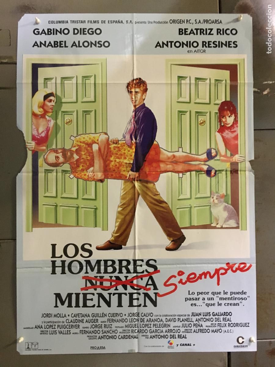 Cine: ODC C213 LOS HOMBRES SIEMPRE MIENTEN GABINO DIEGO ANTONIO DEL REAL POSTER ORIGINAL 70X100 ESTRENO