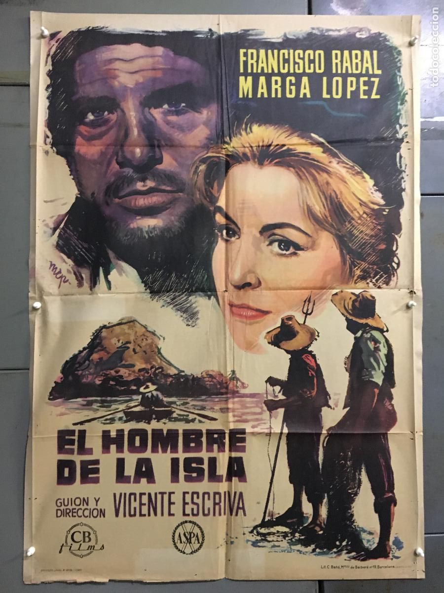 Cine: ODC C214 EL HOMBRE DE LA ISLA FRANCISCO RABAL POSTER ORIGINAL 70X100 ESTRENO