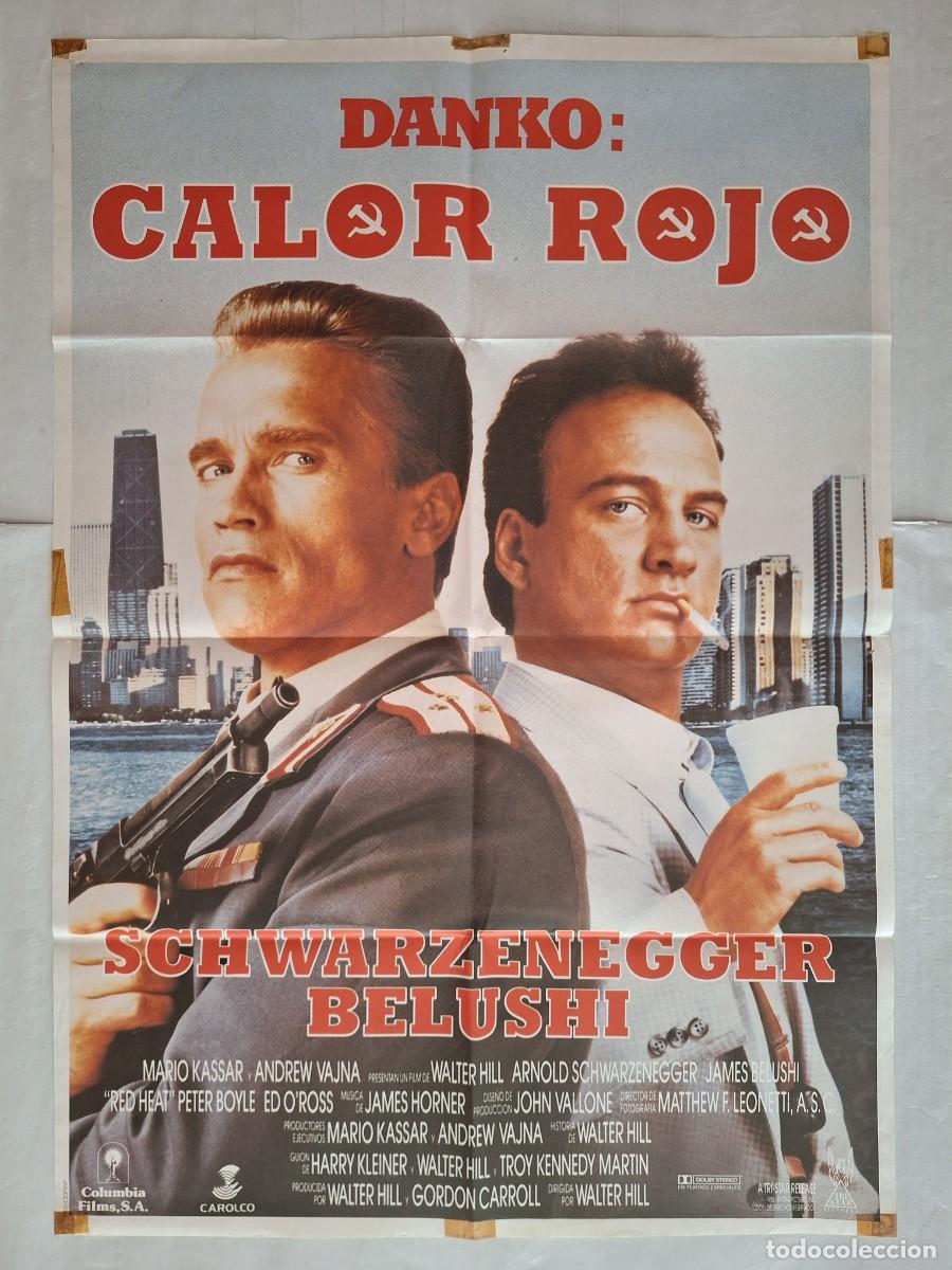 Cine: ANTIGUO CARTEL CINE DANKO CALOR ROJO ARNOLD SCHWARZENEGGER JAMES BELUSHI A&Ntilde;O 1988 C-1566 RV
