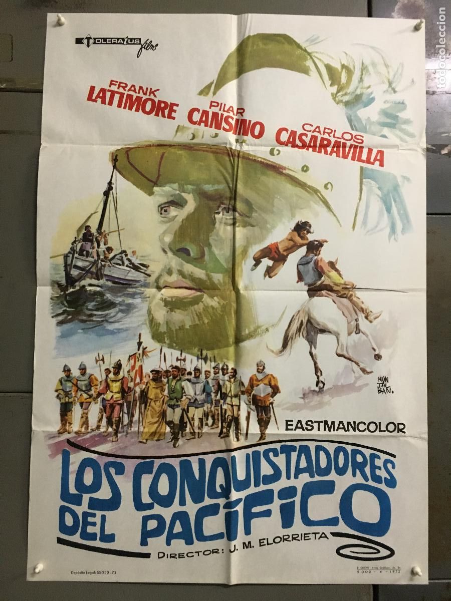Cinema: ODC C223 LOS CONQUISTADORES DEL PACIFICO FRANK LATIMORE ELORRIETA MONTALBAN POSTER 70X100 ESPA&Ntilde;OL