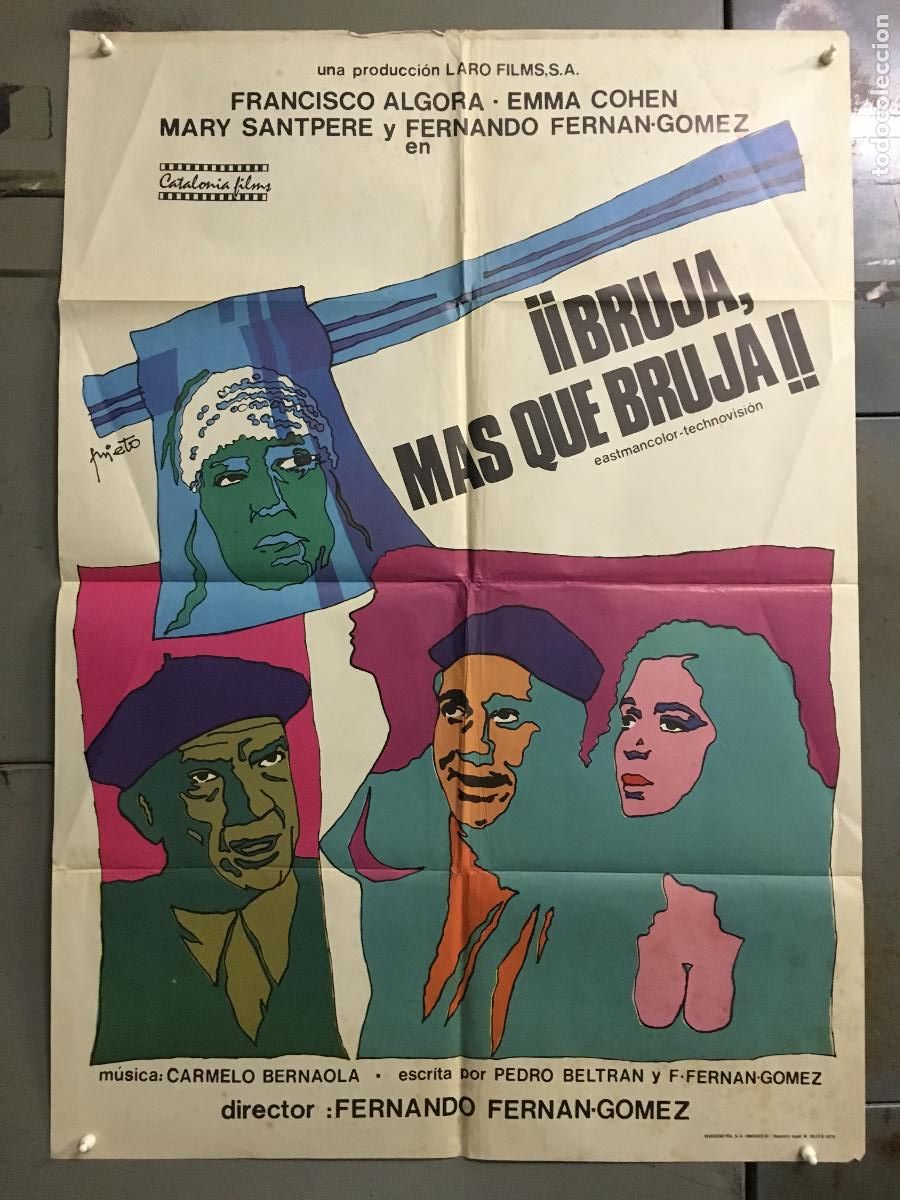 Cinema: ODC C233 BRUJA MAS QUE BRUJA EMMA COHEN FERNANDO FERNAN GOMEZ PRIETO POSTER ORIGINAL 70X100 ESTRENO