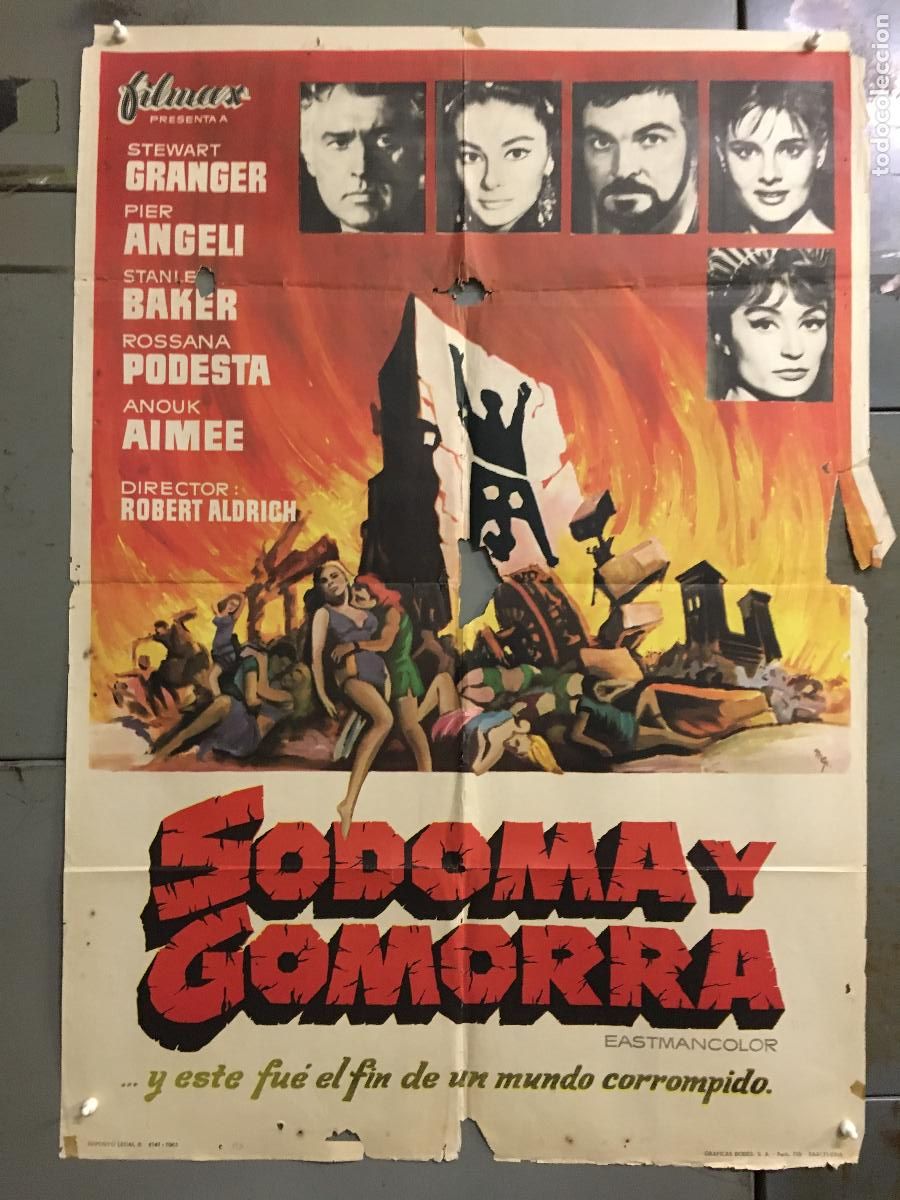 Cine: ODC C240 SODOMA Y GOMORRA STEWART GRANGER ALDRICH LEONE PEPLUM POSTER ORIGINAL 70X100 ESTRENO