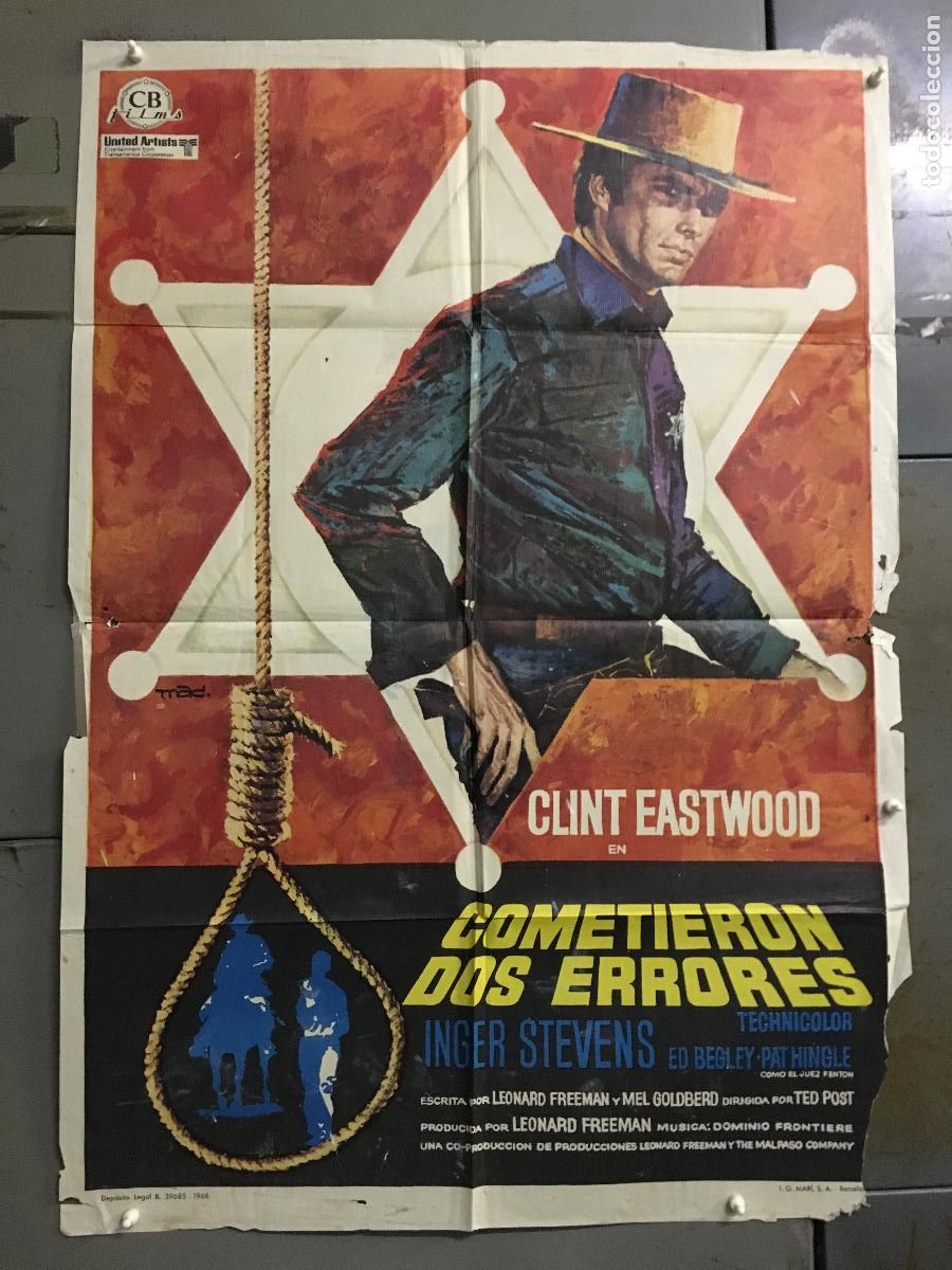 Cinema: ODC C242 COMETIERON DOS ERRORES CLINT EASTWOOD MAC POSTER ORIGINAL 70X100 ESTRENO