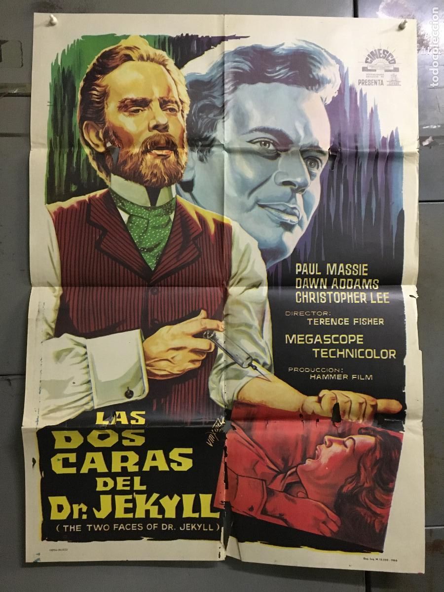 Cinema: ODC C243 LAS DOS CARAS DEL DR JEKYLL HAMMER CHRISTOPHER LEE POSTER ORIGINAL 70X100 ESTRENO