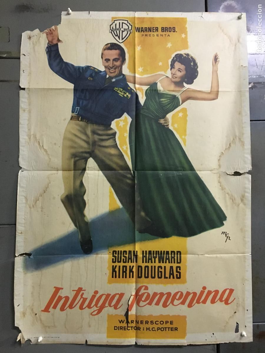 Cine: ODC C251 INTRIGA FEMENINA AFFAIR SUSAN HAYWARD KIRK DOUGLAS POSTER ORIGINAL 70X100 ESTRENO