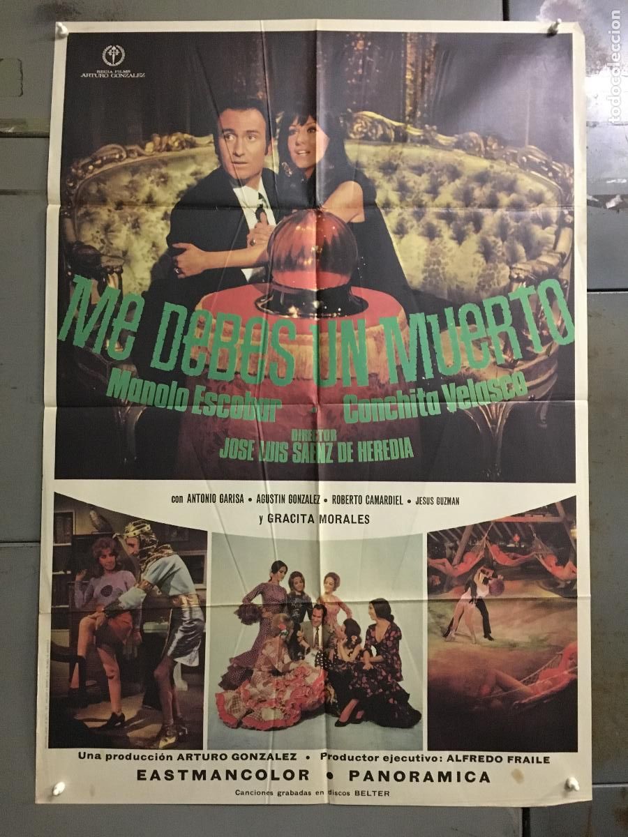 Cinema: ODC C258 ME DEBES UN MUERTO MANOLO ESCOBAR CONCHA VELASCO POSTER ORIGINAL 70X100 ESTRENO