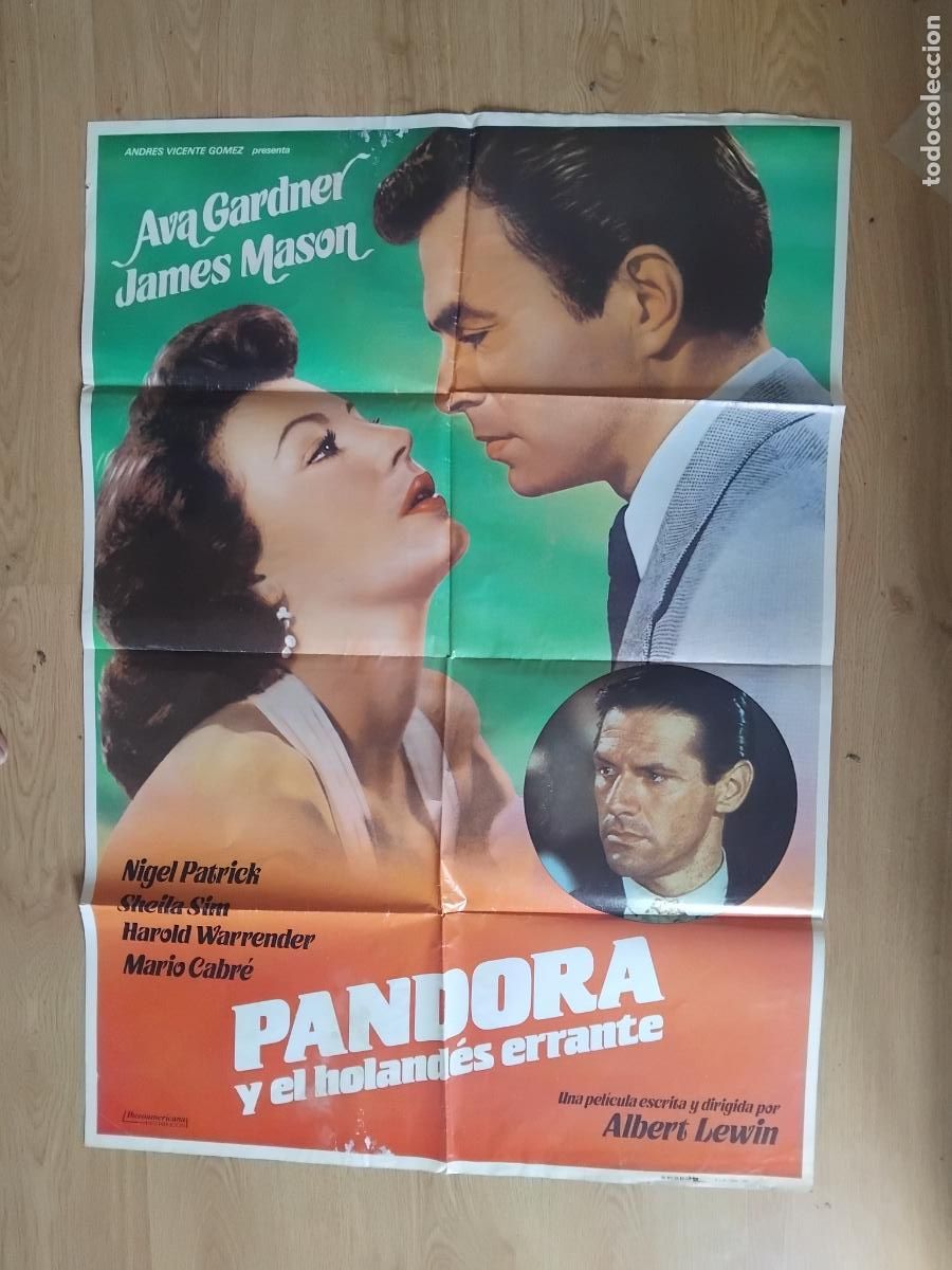 Cine: PANDORA Y EL HOLANDES ERRANTE AVA GARDNER JAMES MASON. CARTEL DE CINE POSTER ORIGINAL. 100 X 70 CM.