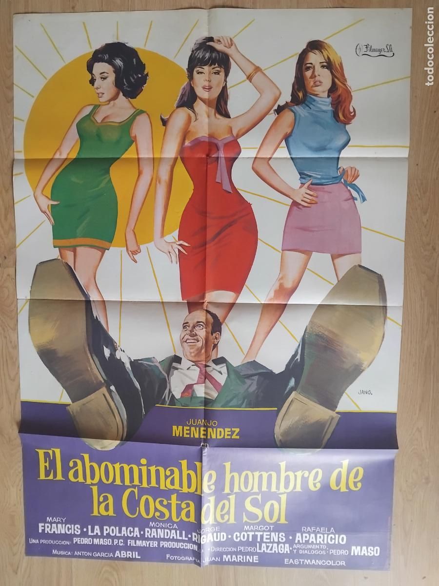Cine: EL ABOMINABLE HOMBRE DE LA COSTA DEL SOL JUANJO MENENDEZ CARTEL DE CINE POSTER ORIGINAL. 100 X 70 CM