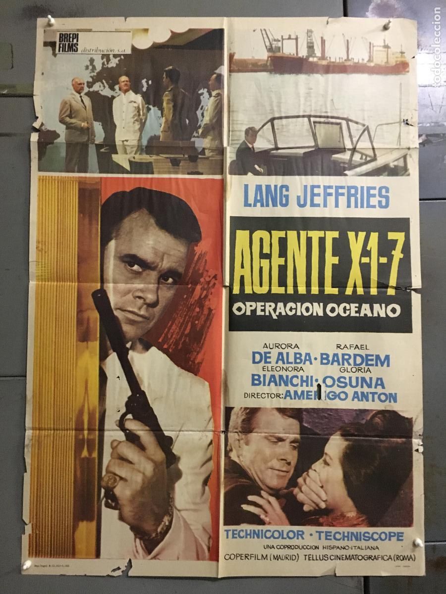 Cine: ODC C269 AGENTE X1-7 OPERACION OCEANO LANG JEFFRIES ESPIAS POSTER ORIGINAL 70X100 ESTRENO