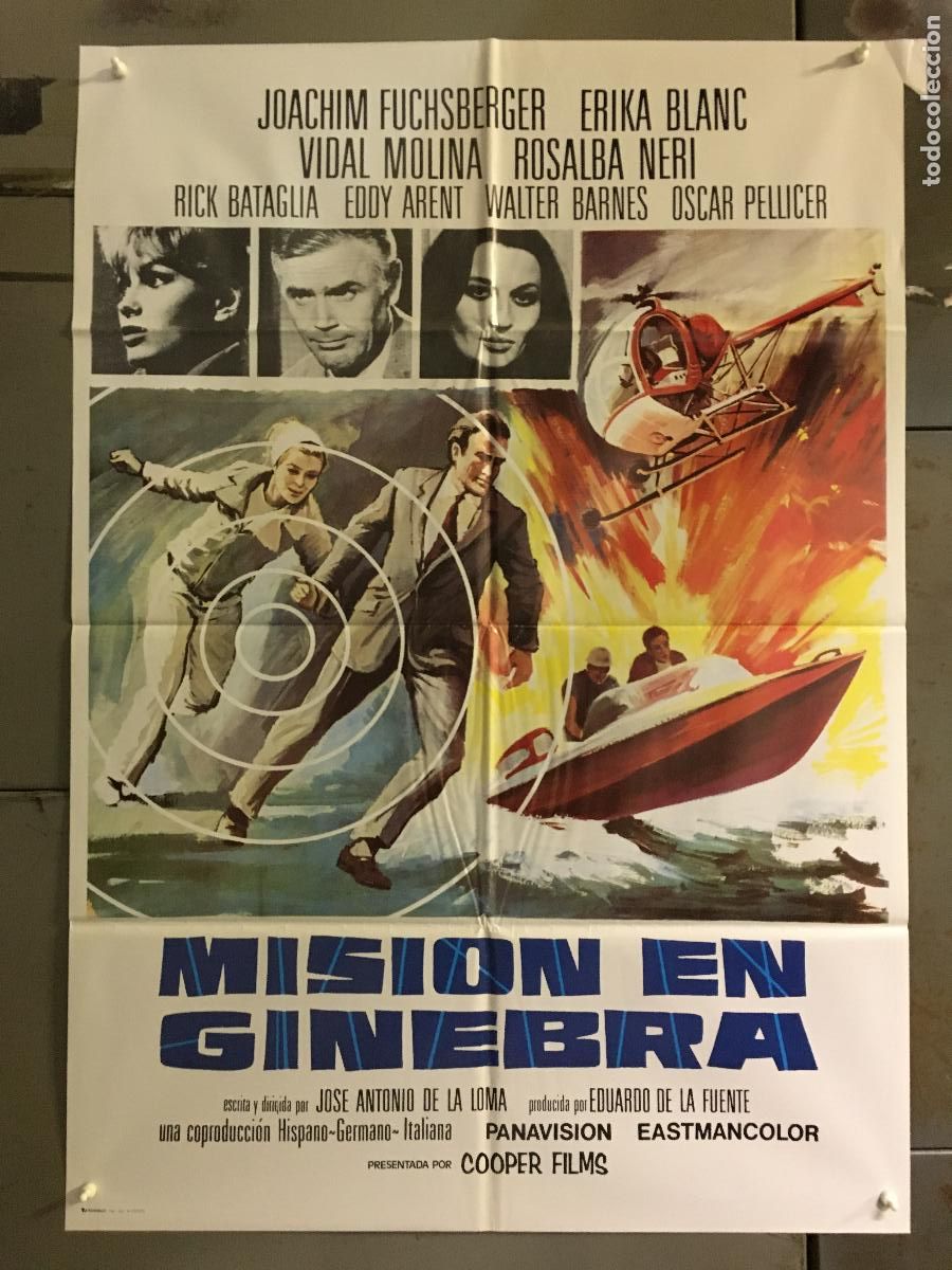 Cine: ODC C271 MISION EN GINEBRA JOSE ANTONIO DE LA LOMA JOACHIM FUCHSBERGER POSTER ORIG 70X100 R-83