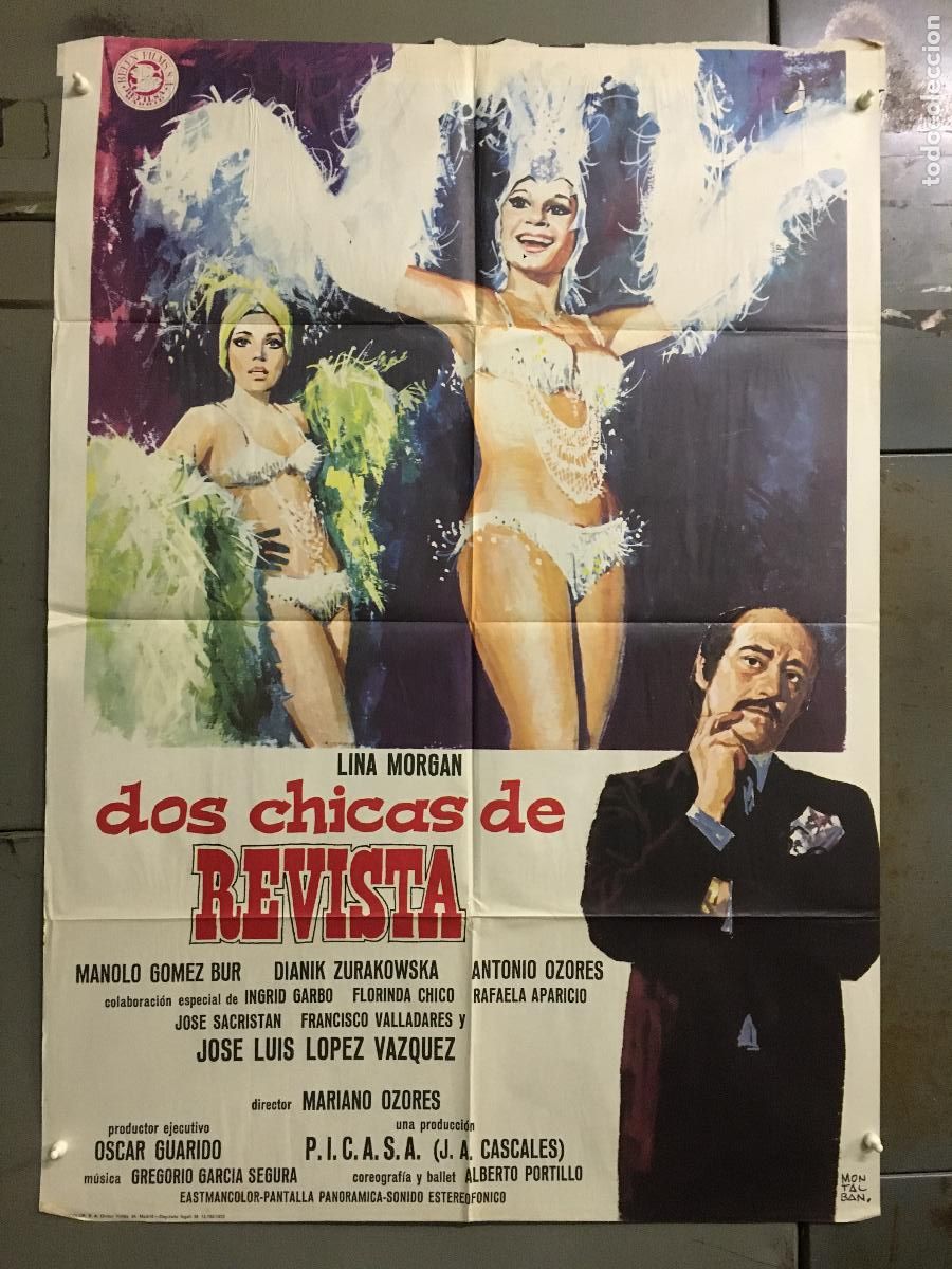 Cine: ODC C288 DOS CHICAS DE REVISTA LINA MORGAN MONTALBAN POSTER ORIGINAL 70X100 ESTRENO