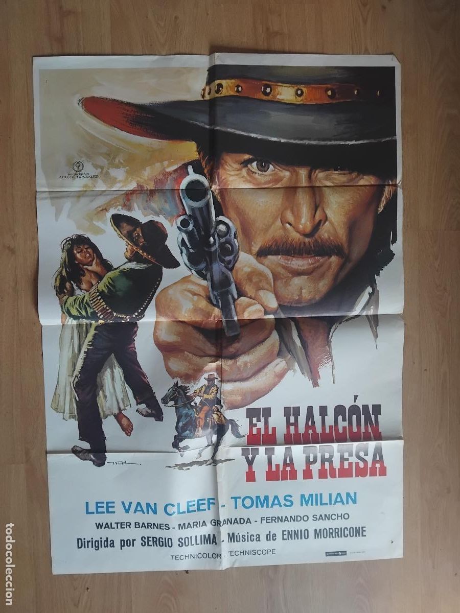 Cine: EL HALCON Y LA PRESA LEE VAN CLEEF. CARTEL DE CINE POSTER ORIGINAL. 100 X 70 CM.
