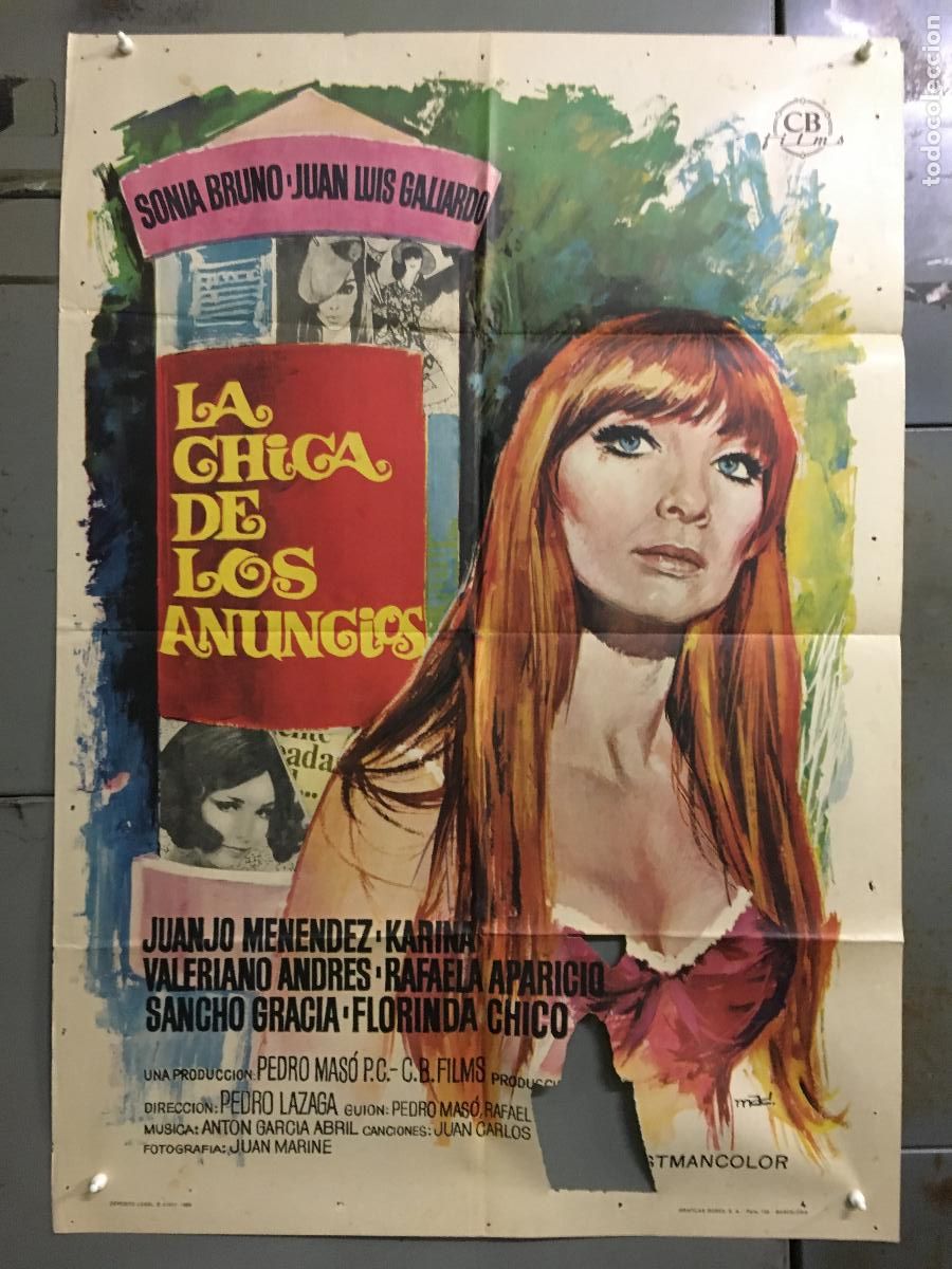 Cinema: ODC C297 LA CHICA DE LOS ANUNCIOS SONIA BRUNO PEDRO LAZAGA MAC POSTER ORIGINAL 70X100 ESTRENO